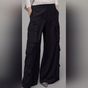 Anthropolgie Women's Navt Blue  Pinstripe Cargo Pants